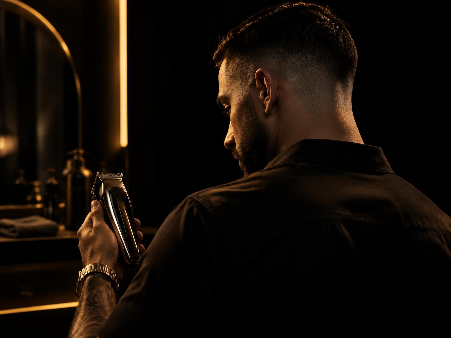 Man with a clipper fade holding hair clippers